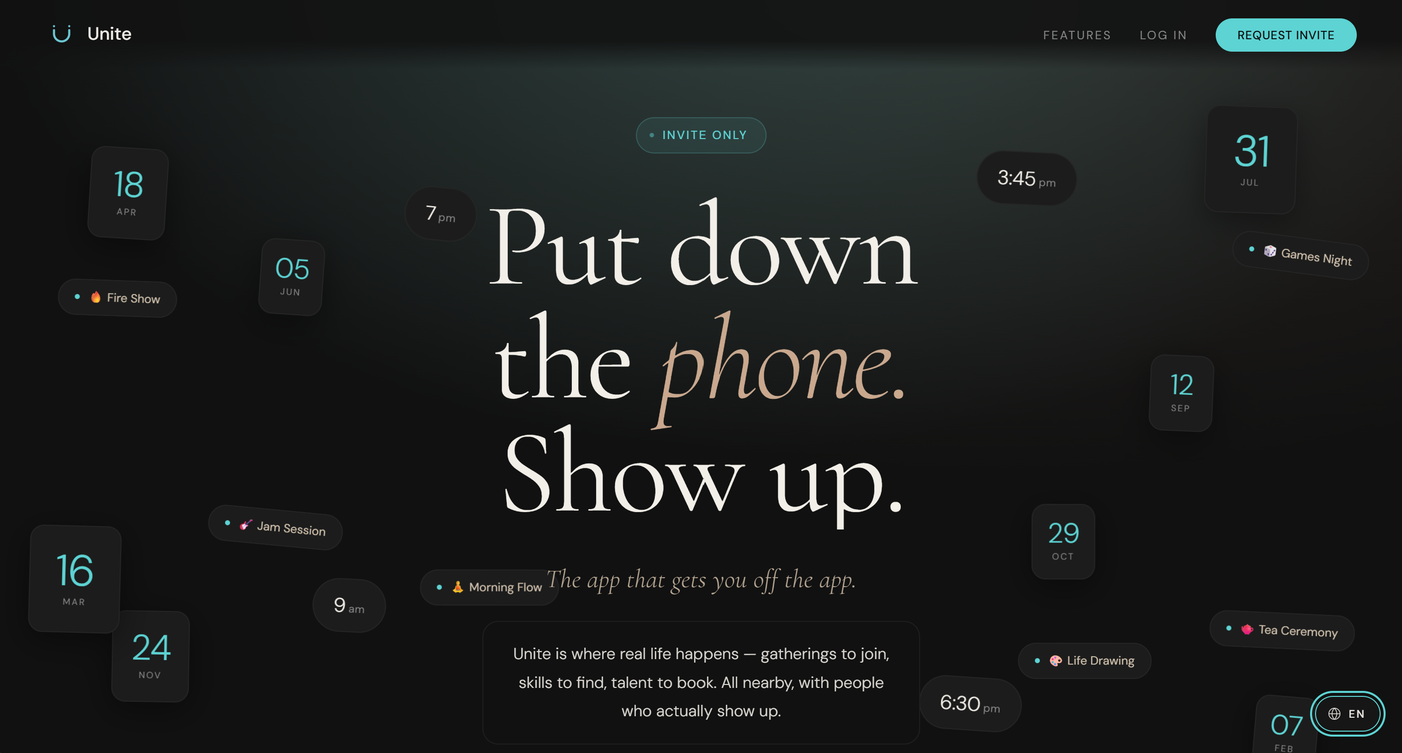 Unite — Put down the phone. Show up.